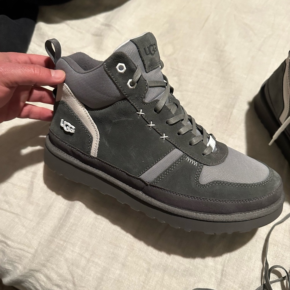 UGG Men's Gray and Light Gray High-Top Suede Sneaker Boot